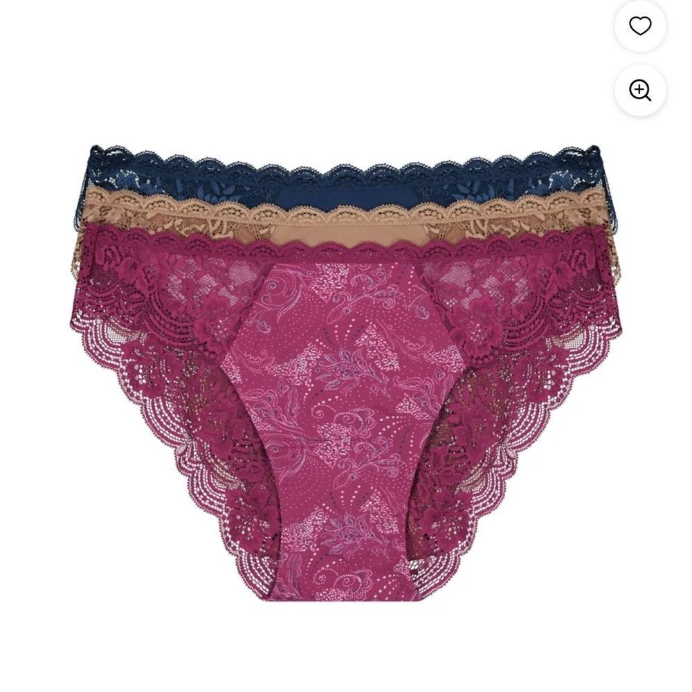 Joyspun Women's Microfiber and Lace Cheeky Panties, 3-Pack, Sizes M - Picture 2 of 2